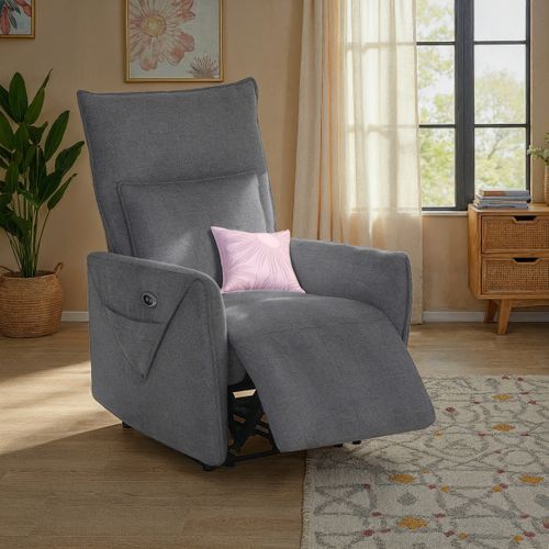 Fauteuil relax électrique ELTON tissu gris foncé vue d'ambiance 1