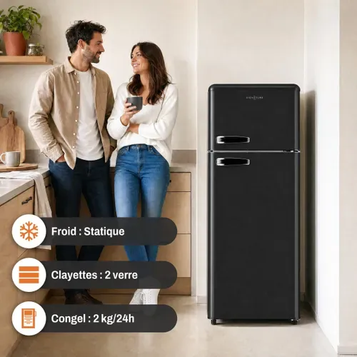 Réfrigérateur 2 portes SIGNATURE SDP211VNE 211L Noir vue de profil