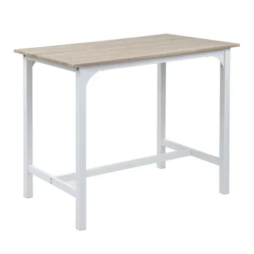 Table de bar avec banc + 2 tabourets CLAIRE imitation chêne/ blanc