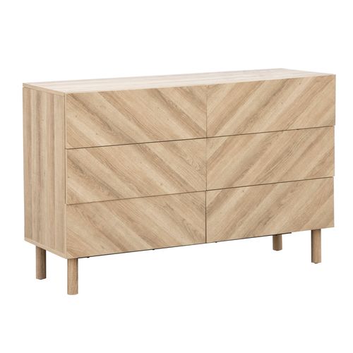 Commode 6 tiroirs MADEIRA imitation chêne