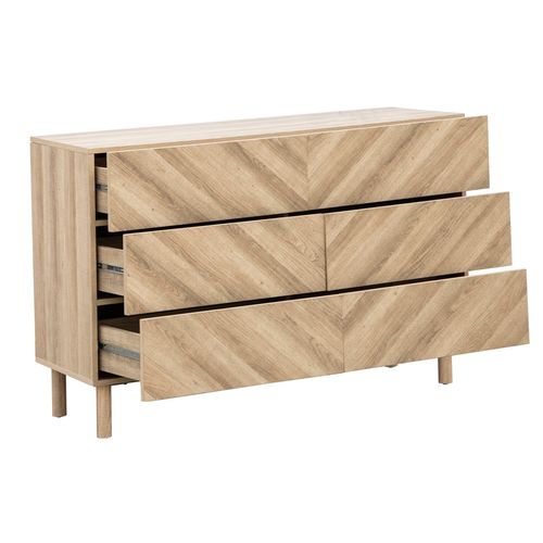 Commode 6 tiroirs MADEIRA imitation chêne