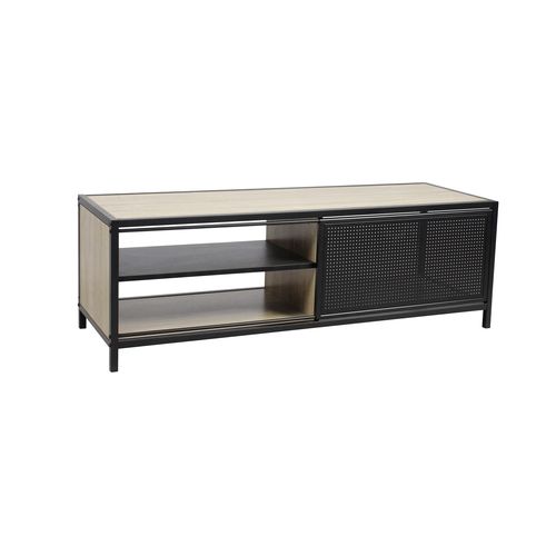 Meuble TV L. 120 cm OSKAR Imitation chêne et noir