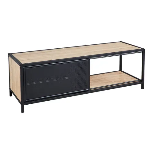 Meuble TV L. 120 cm OSKAR Imitation chêne et noir