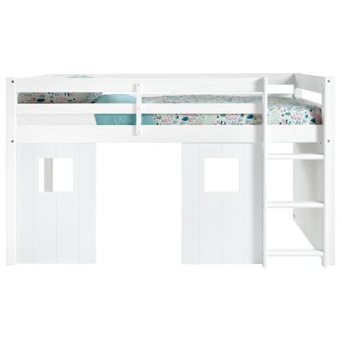 Option 3 panneaux cabane BLOOM pour lit mi-haut blanc vue de face