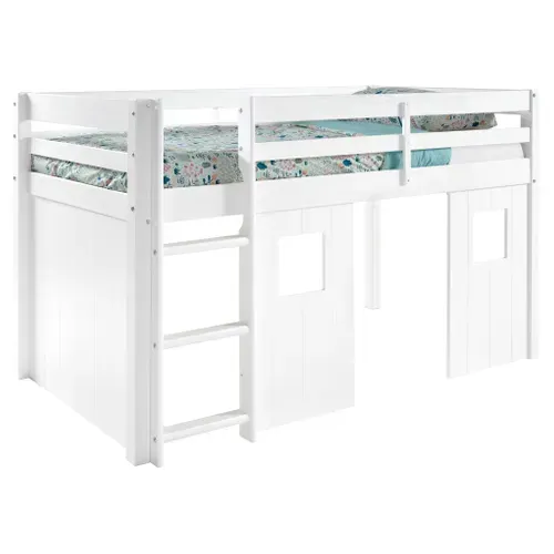 Option 3 panneaux cabane BLOOM pour lit mi-haut blanc