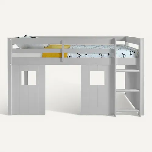 Option 3 panneaux cabane BLOOM pour lit mi-haut Gris vue de face