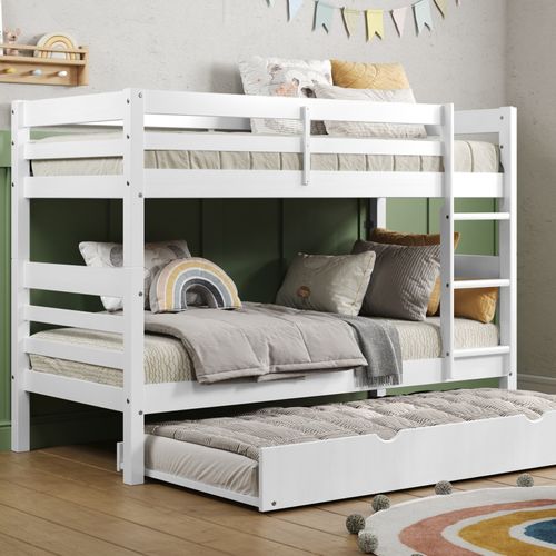 Lit superposé avec pieds BLOOM 2x90x190 cm Blanc