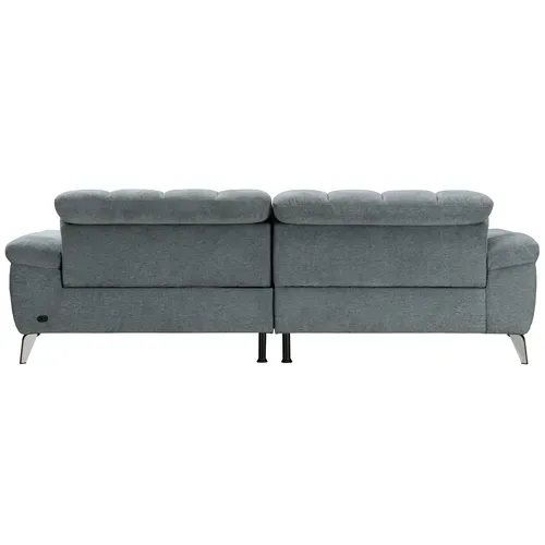 Canapé d'angle méridienne LUCY gauche tissu bleu gris vue de derrière