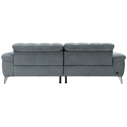 Canapé d'angle méridienne LUCY relax droite tissu bleu gris vue de derrière