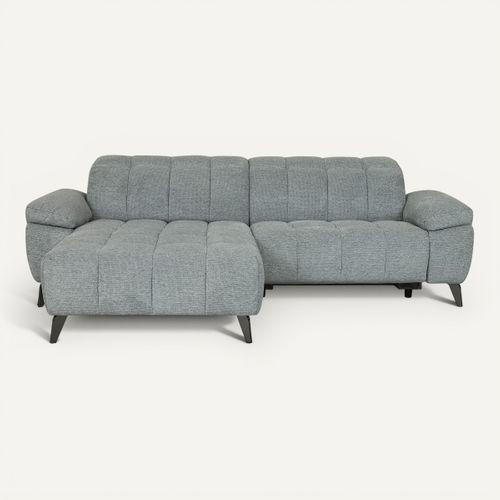 Canapé d'angle méridienne LUCY gauche tissu gris vue de face
