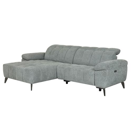 Canapé d'angle méridienne LUCY gauche tissu gris vue de profil