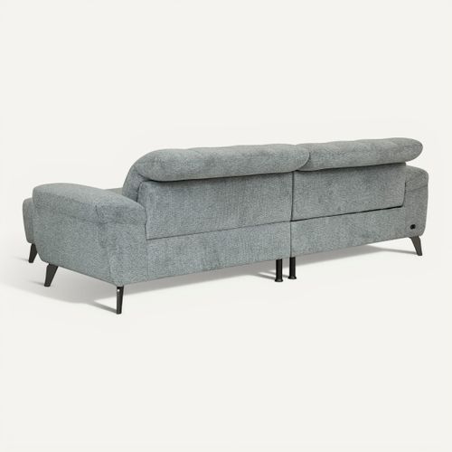 Canapé d'angle méridienne LUCY gauche tissu gris vue de derrière
