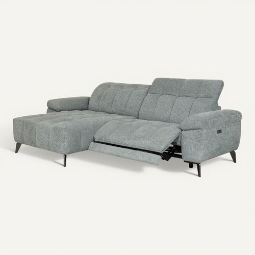 Canapé d'angle méridienne LUCY gauche tissu gris