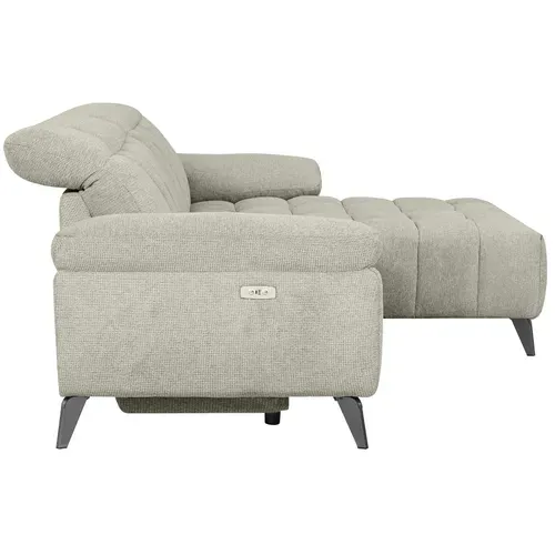 Canapé d'angle méridienne LUCY droit tissu grege