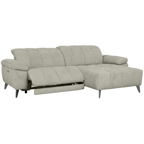 Canapé d'angle méridienne LUCY droit tissu grege