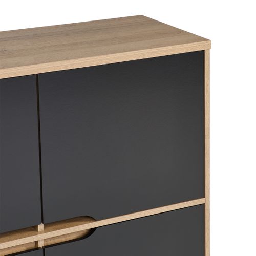 Rangement 4 portes Nordic imitation chêne et noir