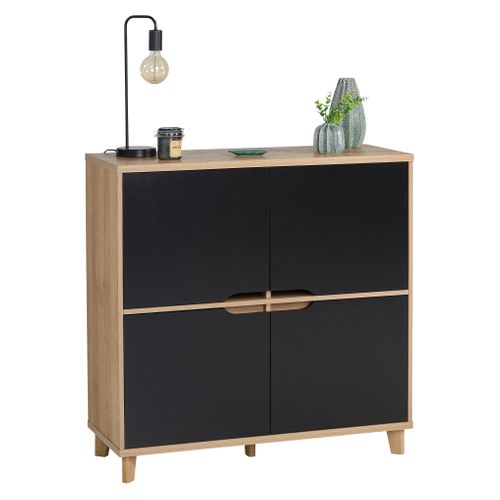 Landos Armoire De Rangement 4 Portes Blanc, Chêne Décor. - Maison