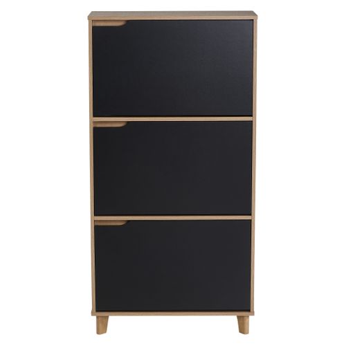 Meuble à chaussures 3 ab NORDIC noir et imitation chêne