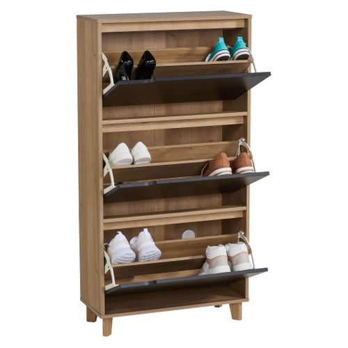 Meuble à chaussures 3 ab NORDIC noir et imitation chêne