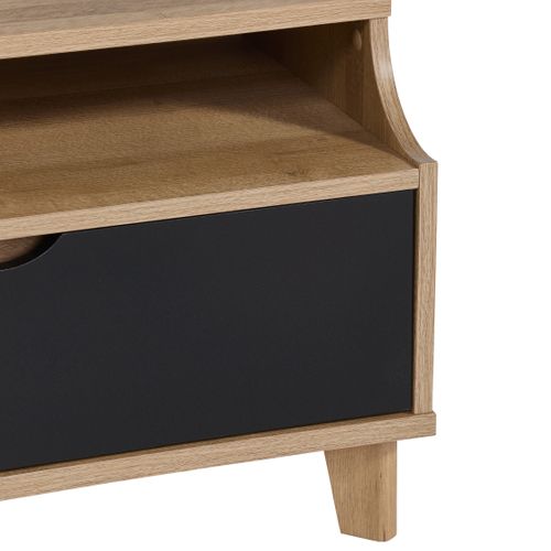 Chevet 1 tiroir 1 niche Nordic imitation chêne et noir