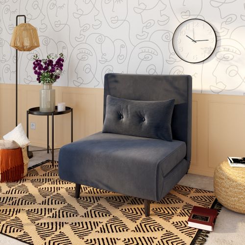 Fauteuil MARLA convertible tissu gris foncé