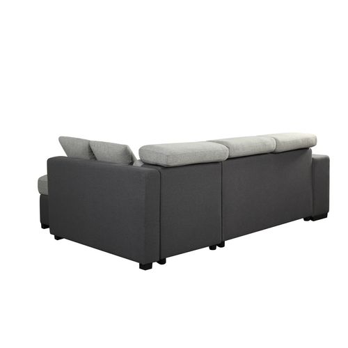 Canapé d'angle convertible droit RICKY tissu gris foncé et gris clair