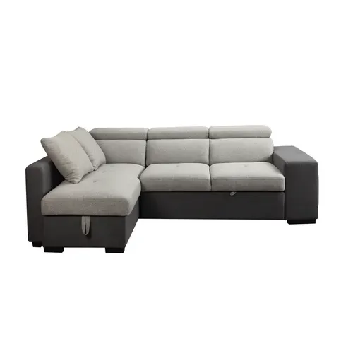 Canapé d'angle convertible gauche RICKY tissu gris foncé et gris clair