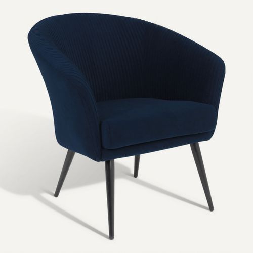 Fauteuil MARCUS tissu bleu marine vue 3/4