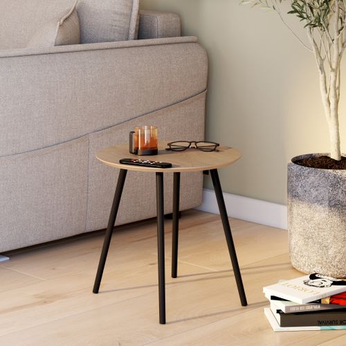 Bout de canapé HESTIA Imitation chêne et noir