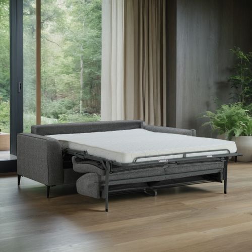 Canapé convertible express 3 places MORPHEE tissu gris matelas 12 cm