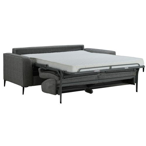 Canapé convertible express 3 places MORPHEE tissu gris matelas 12 cm
