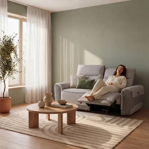 Canapé 3 places 2 relax électrique LAZY tissu Gris clair