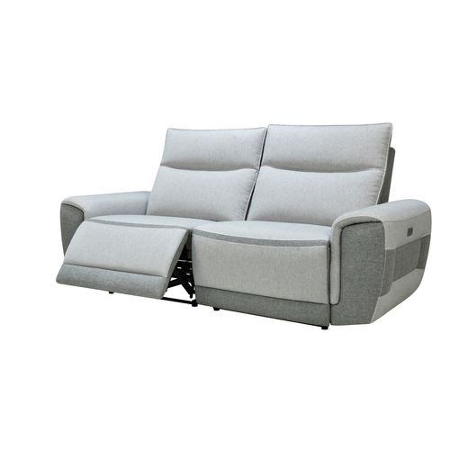 Canapé 3 places 2 relax électrique LAZY tissu Gris clair