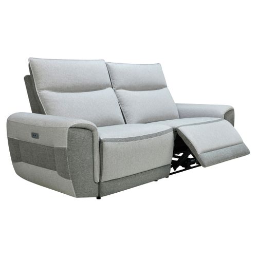 Canapé 3 places 2 relax électrique LAZY tissu Gris clair