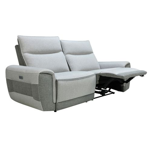 Canapé 3 places 2 relax électrique LAZY tissu Gris clair