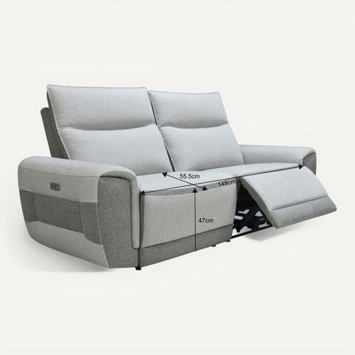 Canapé 3 places 2 relax électrique LAZY tissu Gris clair