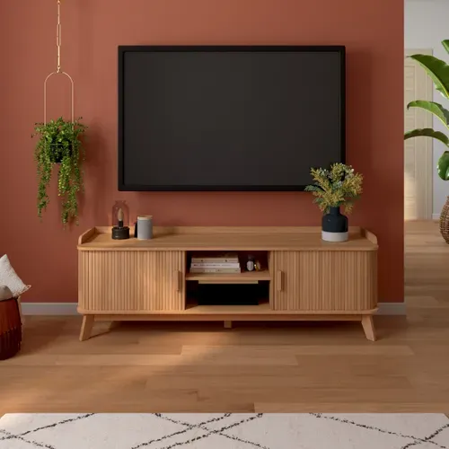 Meuble TV OSAKA imitation chêne vue d'ambiance 1
