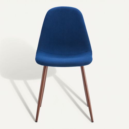 Chaise velours cotelé LYNETTE bleu vue de face