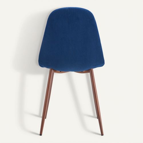 Chaise velours cotelé LYNETTE bleu vue de derrière