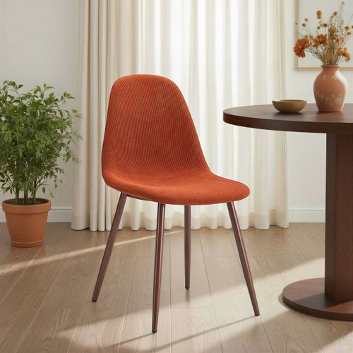 Chaise velours côtelé LYNETTE terracota