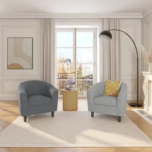 Fauteuil fixe BROWNIE tissu gris foncé vue d'ambiance 1