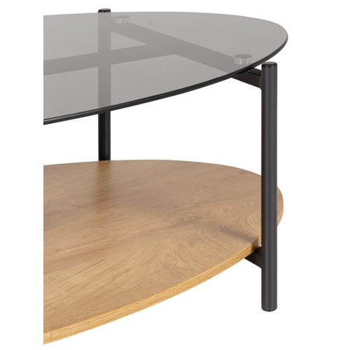 Table basse ovale EVA Imitation chêne vue détaillée