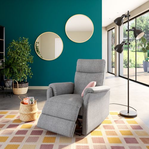 Fauteuil relax électrique SAMMY tissu gris vue d'ambiance 1