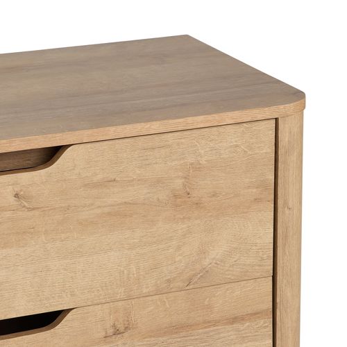 Commode 3 tiroirs ANDREW imitation chêne vue détaillée