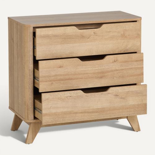 Commode 3 tiroirs ANDREW imitation chêne