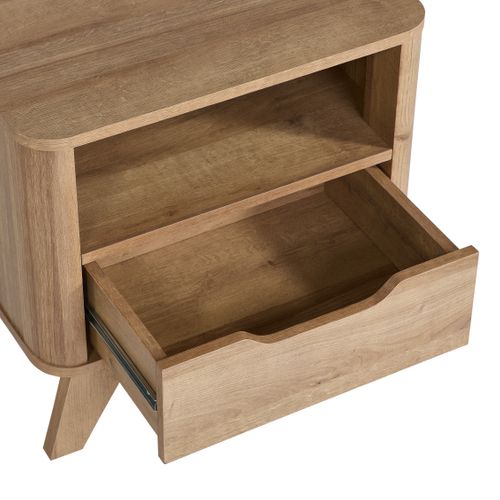 Chevet 1 tiroir 1 niche ANDREW imitation chêne vue accessoires