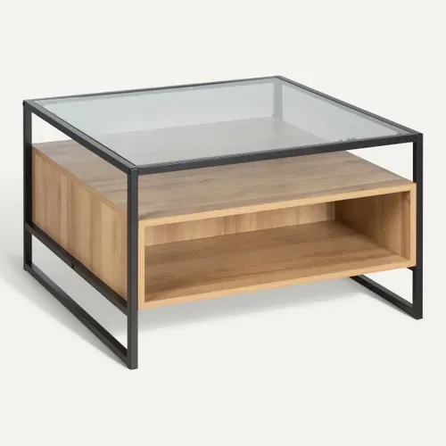 Table basse UTAH Imitation chêne et noir vue 3/4