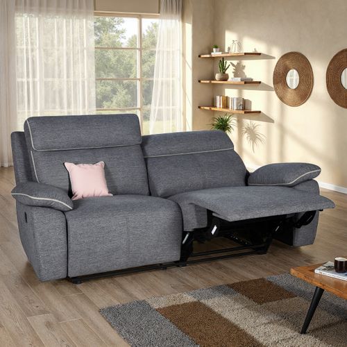 Canapé 3 places relax manuel CONRAD tissu gris