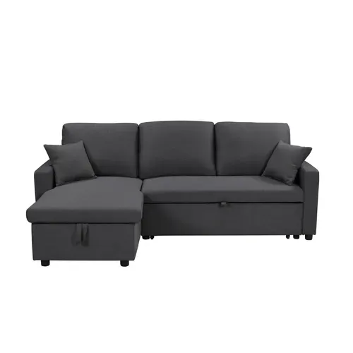 Canapé d'angle convertible méridienne réversible TYRA tissu gris