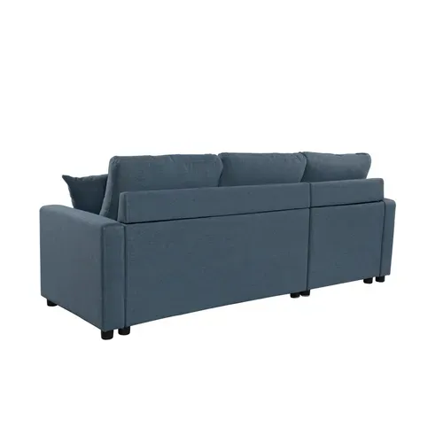 Canapé d'angle convertible méridienne réversible TYRA tissu bleu